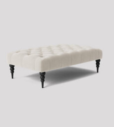 Alyana 120Cm Rectangle Ottoman Bench With Wooden Legs - Brown Naple Chesterfield Upholstered Footstool - thumbnail 2
