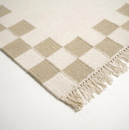 Furniturebox Uk Matilda White & Beige Check Border Flatweave Rug 120X170Cm - thumbnail 7