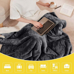 Ameha Thick Reversible Black Sherpa Fleece Blanket King 200X240Cm Soft Warm Plush Throw For Bed Sofa Travel And Pets - thumbnail 2
