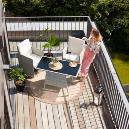 Tectake Garden Furniture Set Lausanne - 2 Chairs, 1 Table, Bistro Set, Weather Resistant - Light Grey - thumbnail 9