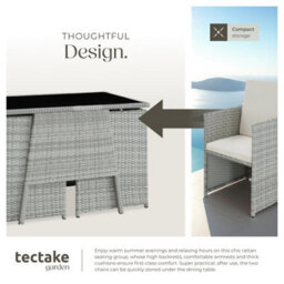Tectake Garden Furniture Set Lausanne - 2 Chairs, 1 Table, Bistro Set, Weather Resistant - Light Grey - thumbnail 4