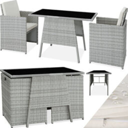 Tectake Garden Furniture Set Lausanne - 2 Chairs, 1 Table, Bistro Set, Weather Resistant - Light Grey