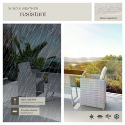 Tectake Garden Furniture Set Lausanne - 2 Chairs, 1 Table, Bistro Set, Weather Resistant - Light Grey - thumbnail 7