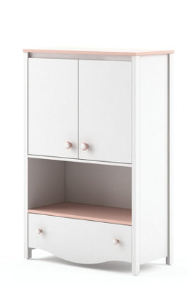 Arte Chic Mia Sideboard Cabinet In White Matt & Pink - Versatile Storage (H)1310mm X (W)850mm X (D)410mm, Perfect For Kids - image 1