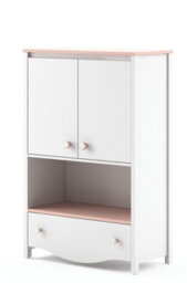 Arte Chic Mia Sideboard Cabinet In White Matt & Pink - Versatile Storage (H)1310mm X (W)850mm X (D)410mm, Perfect For Kids