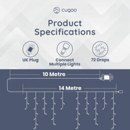 Cuqoo 14M Christmas Icicle Lights 360 Led Cool White With 8 Modes Waterproof Outdoor And Indoor Xmas Decorations Energy Class A - thumbnail 3