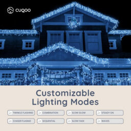 Cuqoo 14M Christmas Icicle Lights 360 Led Cool White With 8 Modes Waterproof Outdoor And Indoor Xmas Decorations Energy Class A - thumbnail 4