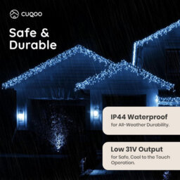 Cuqoo 14M Christmas Icicle Lights 360 Led Cool White With 8 Modes Waterproof Outdoor And Indoor Xmas Decorations Energy Class A - thumbnail 5
