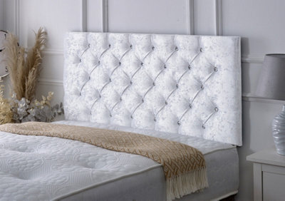 "Adore Designs Chesterfield Crushed Velvet 6Ft Super King 24"" Headboard -  White"