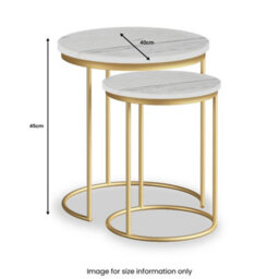 Pimlico Grey Marble Nest Of Tables - Gold Metal Frame- Set Of 2 By Roseland Furniture - thumbnail 3