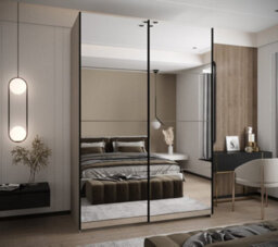 Arte Trosa Ii Cashmere Mirrored Sliding Door Wardrobe W1800mm H2450mm D640mm With Black Steel Handles - thumbnail 2