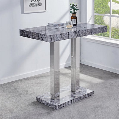 Furniture in Fashion Caprice Gloss Bar Table Rectangular In Melange Marble Effect - image 1