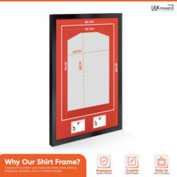 "AK Frames 90X60Cm Matte Black Football Shirt Frame With Poppy Red Mount - 58X40Cm Shirt Window Plus Two 5X3.5"" Photo Apertures" - thumbnail 3