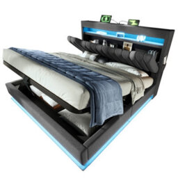 Double Linen Hydraulic Storage Bed With Led & Usb-C - thumbnail 8