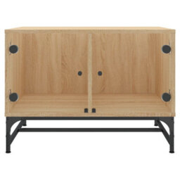 Berkfield Coffee Table With Glass Doors Sonoma Oak 68.5X50X50 Cm - thumbnail 5