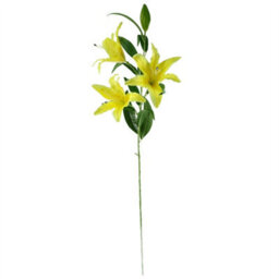 Leaf 100Cm Large Yellow Lily Stem - 3 Flowers - thumbnail 3