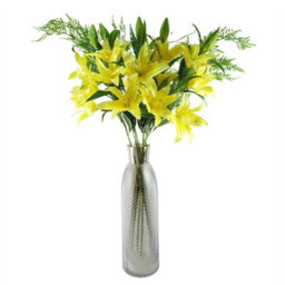 Leaf 100Cm Large Yellow Lily Stem - 3 Flowers - thumbnail 5