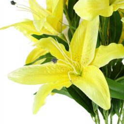 Leaf 100Cm Large Yellow Lily Stem - 3 Flowers - thumbnail 2