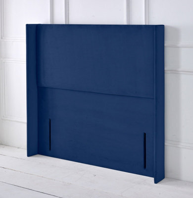 "Adore Designs Victoria Winged Plush Velvet 4Ft6 Double 50"" Floor Standing Headboard - Blue"