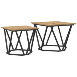 Berkfield Side Tables 2 Pcs Artisan Oak Engineered Wood - thumbnail 2