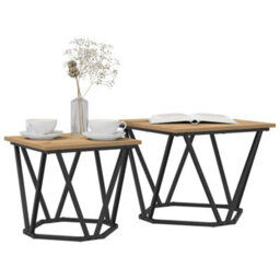 Berkfield Side Tables 2 Pcs Artisan Oak Engineered Wood - thumbnail 3