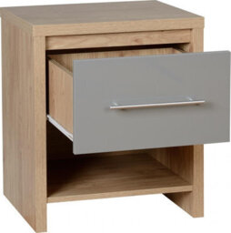 Seconique Seville 1 Drawer Bedside Cabinet Oak With Grey Effect - thumbnail 3