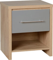 Seconique Seville 1 Drawer Bedside Cabinet Oak With Grey Effect - thumbnail 2