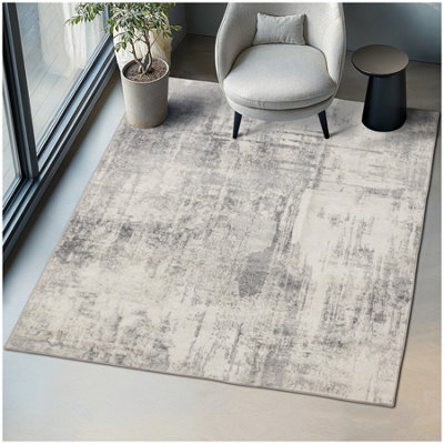 Tectake Washable Rug Nadira - Different Sizes, Abstract Pattern, Synthetic Wool And Felt, Non-Slip 200 X 274 Cm - Beige/grey - image 1