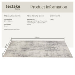 Tectake Washable Rug Nadira - Different Sizes, Abstract Pattern, Synthetic Wool And Felt, Non-Slip 200 X 274 Cm - Beige/grey - thumbnail 6