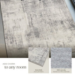 Tectake Washable Rug Nadira - Different Sizes, Abstract Pattern, Synthetic Wool And Felt, Non-Slip 200 X 274 Cm - Beige/grey - thumbnail 4