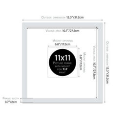 "11X11"" Light Grey Picture Frame - 11X11"" Square Frame With 7X7"" Mount For 11X11""/7X7"" Pictures Moderrn Style Thin Edge, 1 Pack" - thumbnail 2