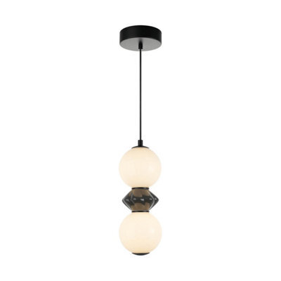 Luminosa Lighting Luminosa Balos Iii Slim Pendant Ceiling Light Matt Black With Opal, Grey, Ceramic Shades 3000K Warm White - image 1