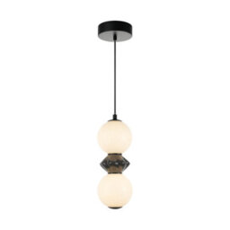 Luminosa Lighting Luminosa Balos Iii Slim Pendant Ceiling Light Matt Black With Opal, Grey, Ceramic Shades 3000K Warm White