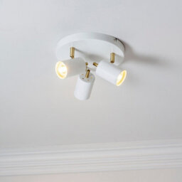 Luminosa Lighting Luminosa Gull 3 Light Spotlight Matt White Paint, Satin Brushed Gold, Gu10 - thumbnail 2