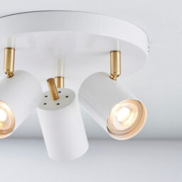 Luminosa Lighting Luminosa Gull 3 Light Spotlight Matt White Paint, Satin Brushed Gold, Gu10 - thumbnail 4