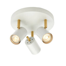 Luminosa Lighting Luminosa Gull 3 Light Spotlight Matt White Paint, Satin Brushed Gold, Gu10 - thumbnail 1