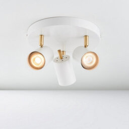 Luminosa Lighting Luminosa Gull 3 Light Spotlight Matt White Paint, Satin Brushed Gold, Gu10 - thumbnail 3