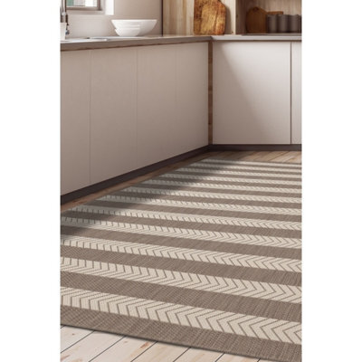 Melrose Eden Natural Stripe Design Pile Height 3mm Indoor Outdoor Large Area Rug - 160/230Cm - image 1