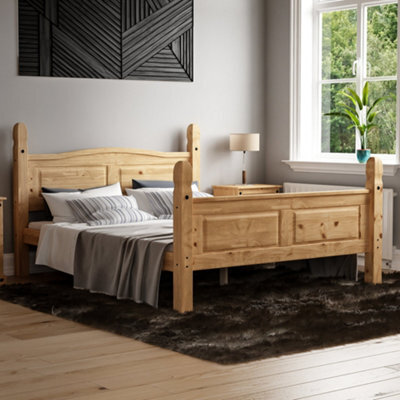 Lassic Vida Designs Corona 5Ft King Size Solid Wood Bed Frame Distressed Waxed Pine, High Foot End, 200 X 150Cm - image 1