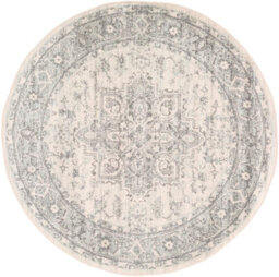 Livabliss Round Chester-Vintage Grey White Traditional Boho Living Dining Bedroom Rug 160 X 160 Cm Easy Care, Non Shedding - thumbnail 1