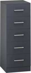 Seconique Dakota 5 Drawer Narrow Chest Of Drawers Dark Grey - thumbnail 2
