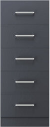 Seconique Dakota 5 Drawer Narrow Chest Of Drawers Dark Grey - thumbnail 4