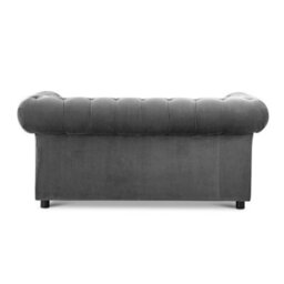 Furnishings For Less UK Ashbourne Chesterfield Large Grey Velvet Fabric 2 Seater Sofa Studded Design - thumbnail 3