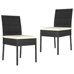 Berkfield Garden Dining Chairs 2 Pcs Poly Rattan Black