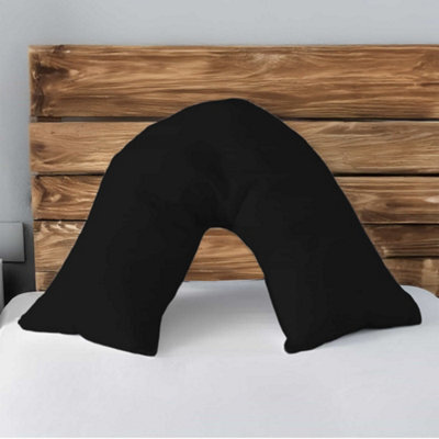 Microfibre Soft Touch V Shape Plain Dyed Pillowcase Black - image 1