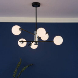 Pagazzi Lighting Pagazzi Eaen 6 Light Semi Flush Black Ceiling Light With Opal Glass - thumbnail 3