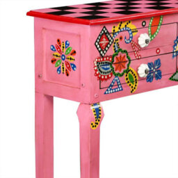 Vidaxl Console Table Solid Mango Wood Pink Hand Painted - thumbnail 4