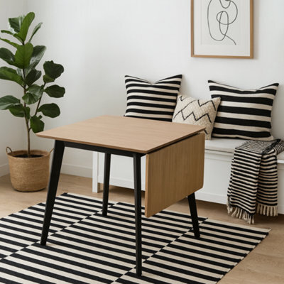 Wyld Haus Saffron Extending Dining Table With Natural Oak Veneer And Black Base - image 1