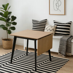 Wyld Haus Saffron Extending Dining Table With Natural Oak Veneer And Black Base - thumbnail 1