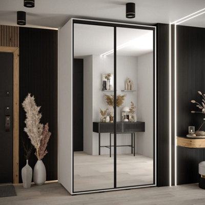 Arte Cannes Ii Sliding Mirrored Door Wardrobe 130Cm White - Bright, Modern Storage For Small Spaces - image 1
